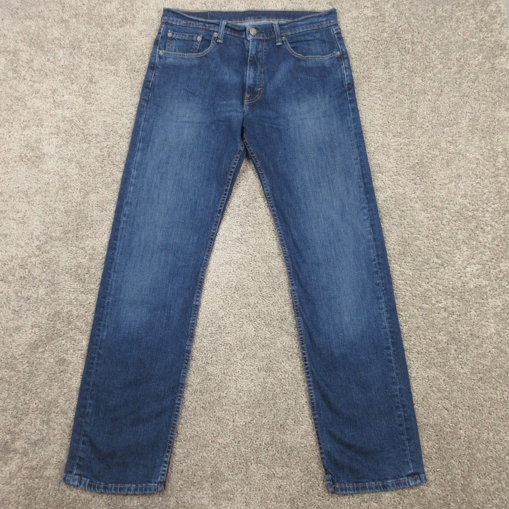 Levis Jeans Mens 32x32 Blue 505 Regular Straight Faded Zip Fly Denim Pants‎